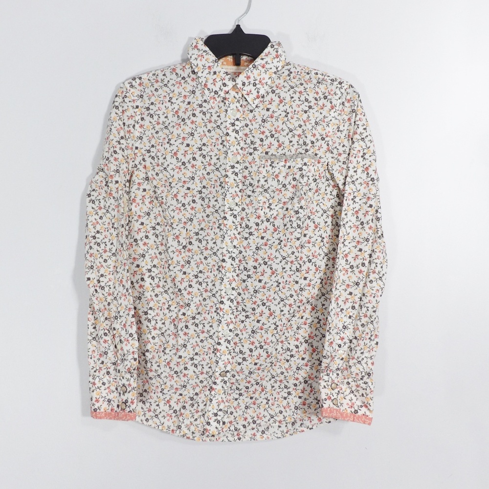 Banana Republic Orange Floral Blouse Shirt Size S